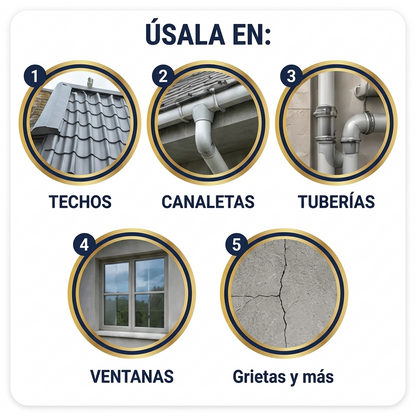 Pack x2: Cinta Impermeable™ - Repara goteras, grietas y filtraciones en segundos sin gastar una fortuna en técnicos