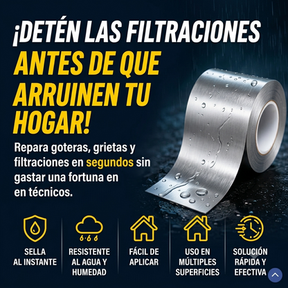 Pack x2: Cinta Impermeable™ - Repara goteras, grietas y filtraciones en segundos sin gastar una fortuna en técnicos
