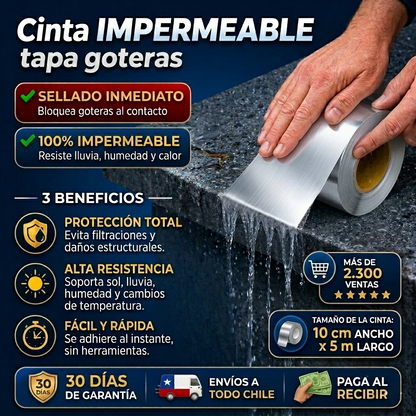 Pack x2: Cinta Impermeable™ - Repara goteras, grietas y filtraciones en segundos sin gastar una fortuna en técnicos