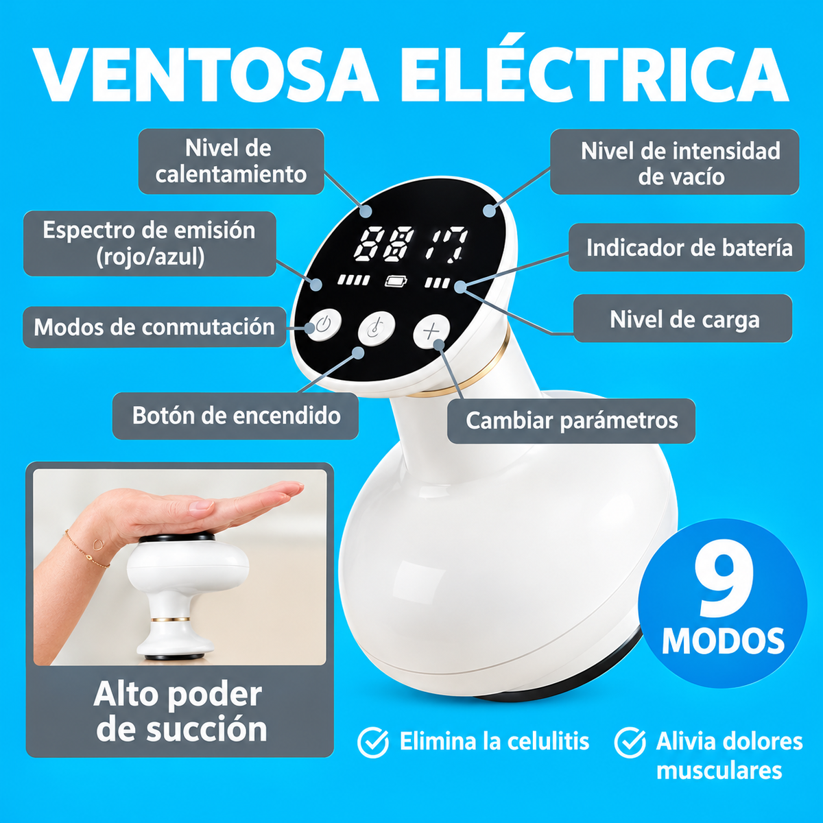 Ventosa Eléctrica Anti-Celulítica Anti-Dolores